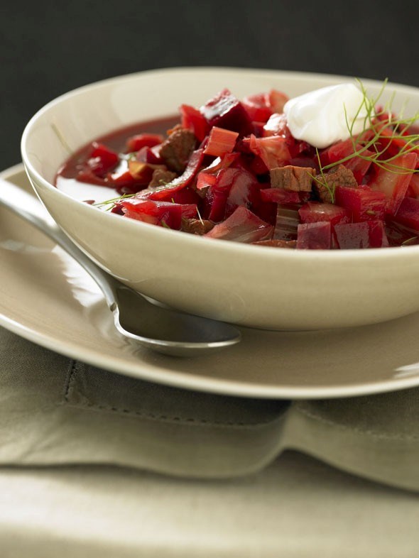 Hot beef borscht