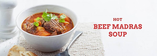 Hot beef Madras soup