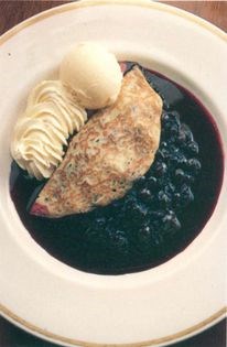 Hot blackcurrant and sloe gin pancakes [Richard Smith]