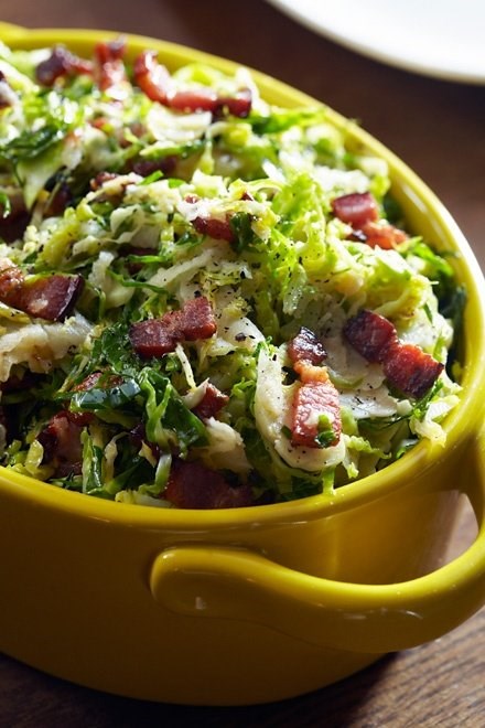 Hot Brussels sprouts slaw