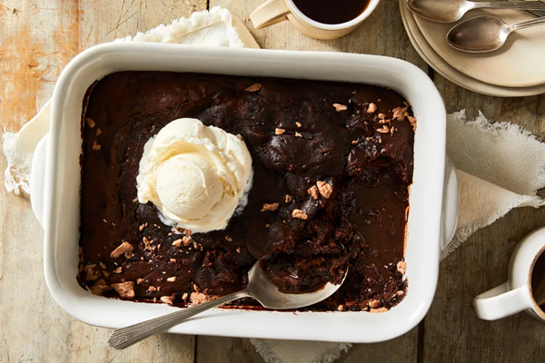 Hot chocolate & halva pudding