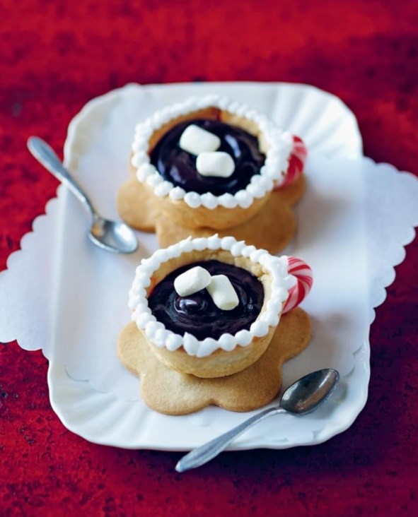Hot chocolate cups with candy cane handles