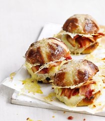 Hot cross cheese and bacon toastie