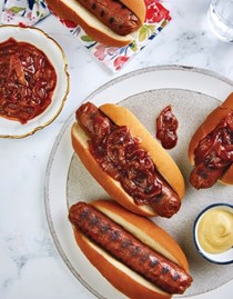 Hot dog summer with hot dog onions
