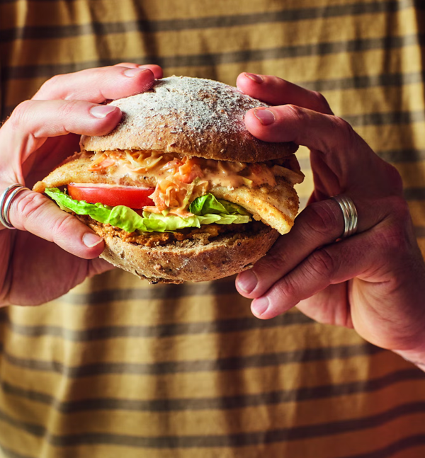 Hot fish sandwich with satay nut butter