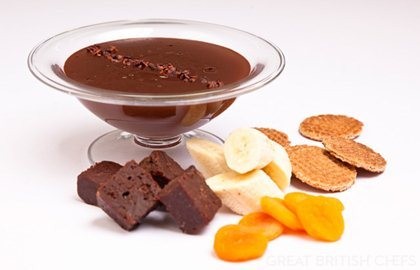 Hot ganache with dipping treats