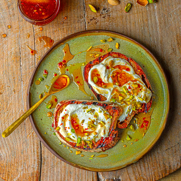 Hot honey and ricotta on toast
