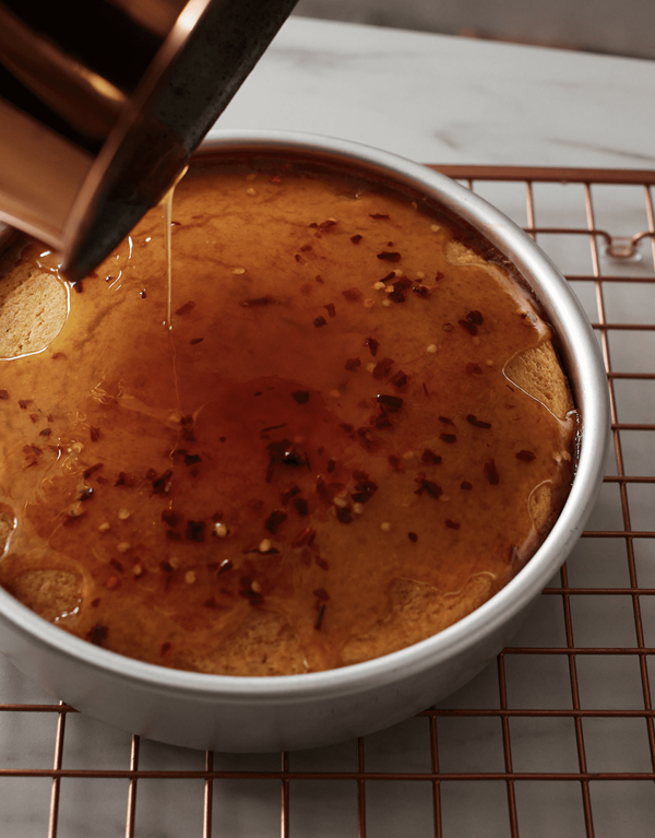 Hot honey-butter glazed cornbread