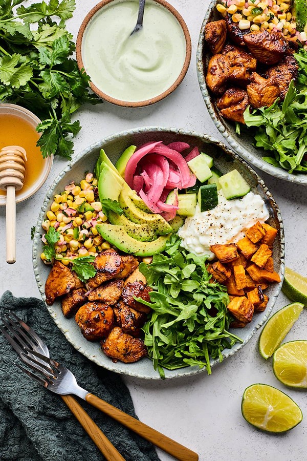 Hot honey chicken bowls