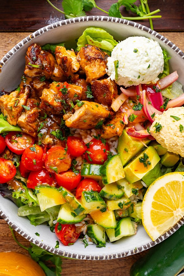 Hot honey harissa chicken bowl