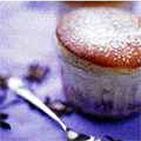 Hot lemon souffle with raspberries