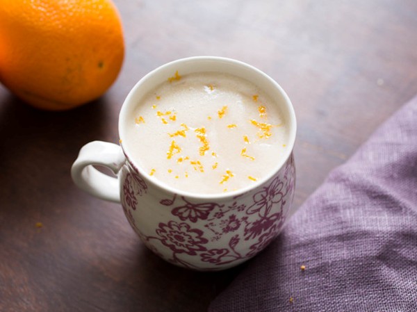 Hot Mexican corn drink with orange zest (Orange atole)