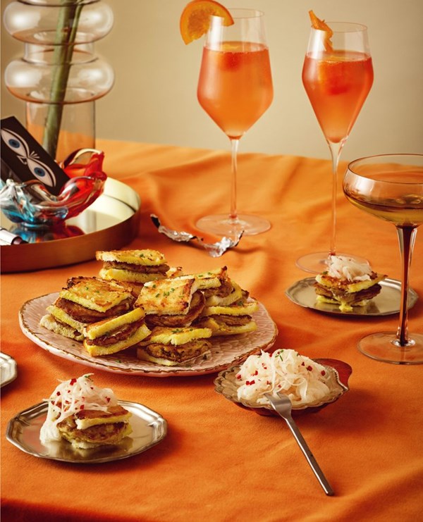 Hot miso & mussel-fritter toasties