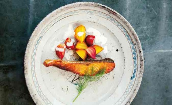 Hot oak-smoked salmon