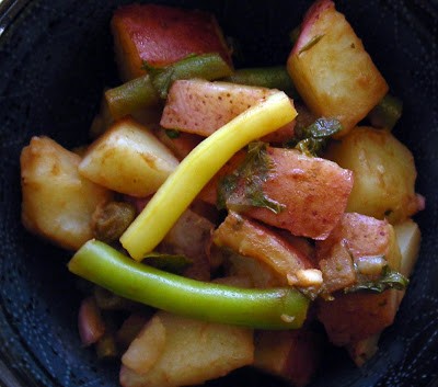 Hot or cold potato salad with green and wax beans