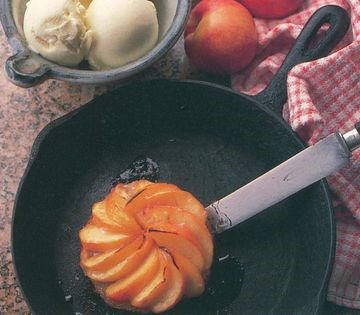 Hot peach brioche with peach leaf ice cream [Joyce Molyneux]
