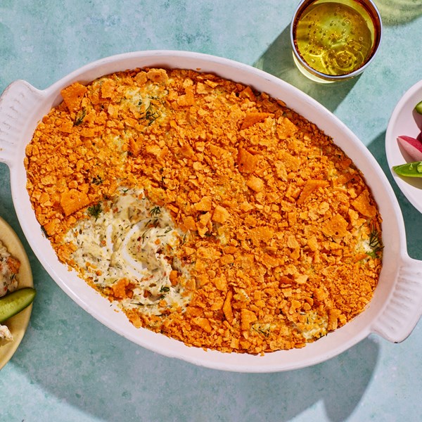 Hot pickle and cheese cracker dip
