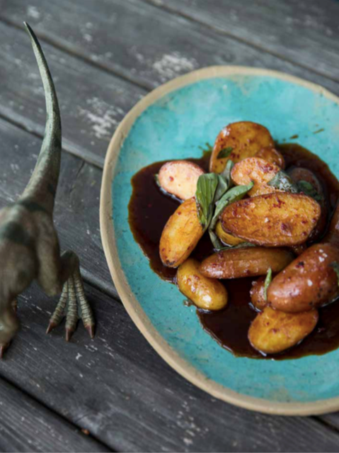 Hot potatoes, Kalamata olives, soy sauce