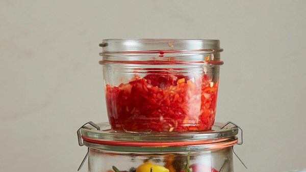 Hot red-pepper relish