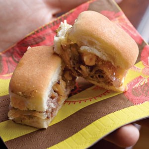 Hot roast beef party sandwiches