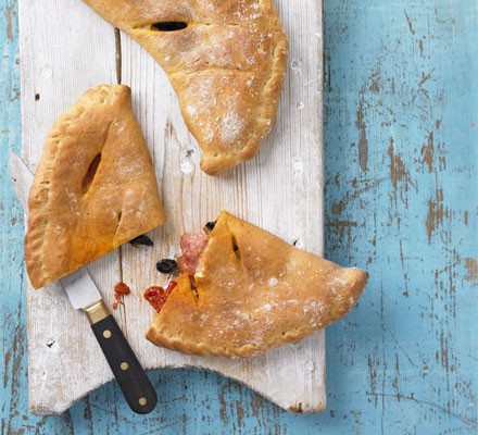 Hot salami calzones