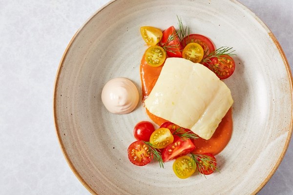  Hot-smoked cod with tomatoes and cod's roe