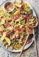 Hot smoked salmon & chickpea chopped salad