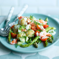Hot smoked salmon and potato salad