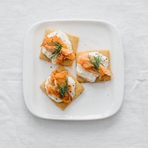 Hot-smoked salmon canapés