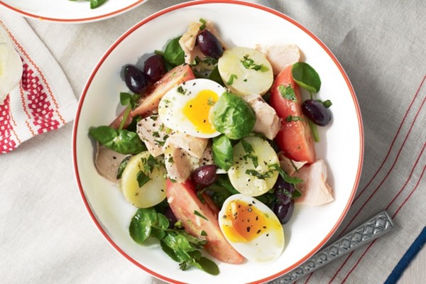 Hot-smoked salmon Nicoise salad
