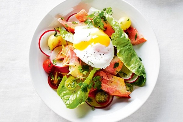 Hot-smoked trout & herb salad