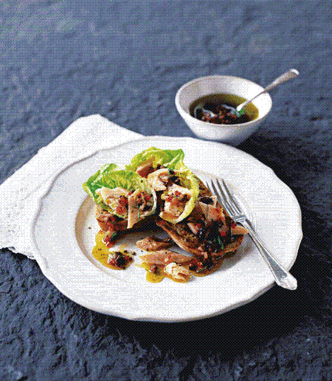 Hot-smoked trout with Provençale vinaigrette