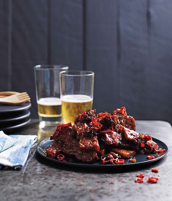 Hot spicy fried tempeh sambal (Sambal goreng tempe)