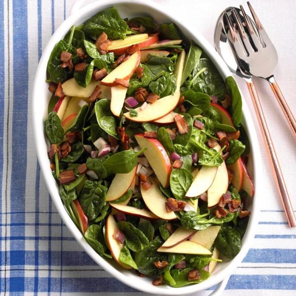 Hot spinach apple salad 