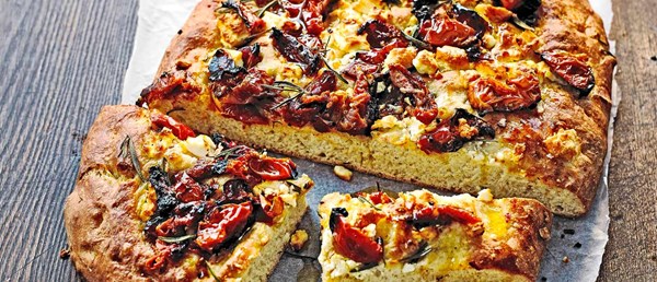 Hot tomato, feta and rosemary bread