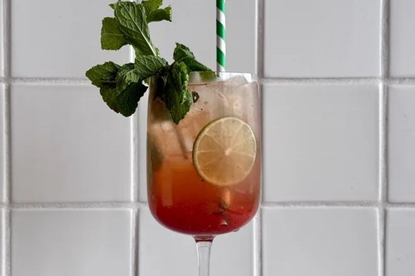 Hotter in the Hamptons strawberry spritz with Tinx