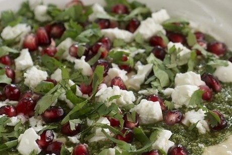 Houmous, pesto and feta dip