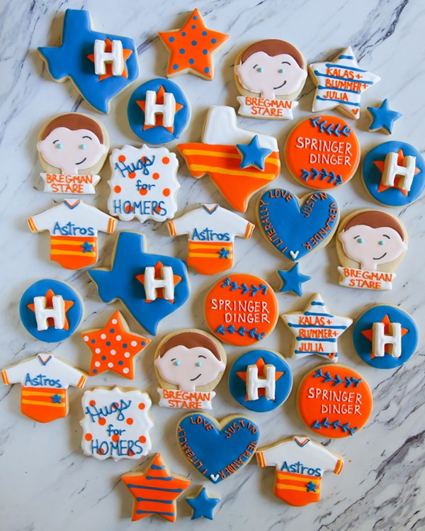 Houston Astros decorated cookies