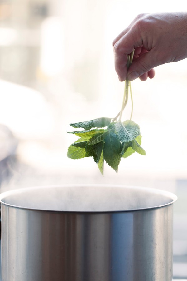 How to blanch herbs for syrups