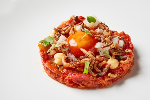 Howgill Herdwick lamb tartare with kimchi and soy-cured egg yolk