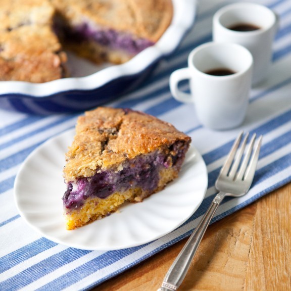 Huckleberry cornmeal custard