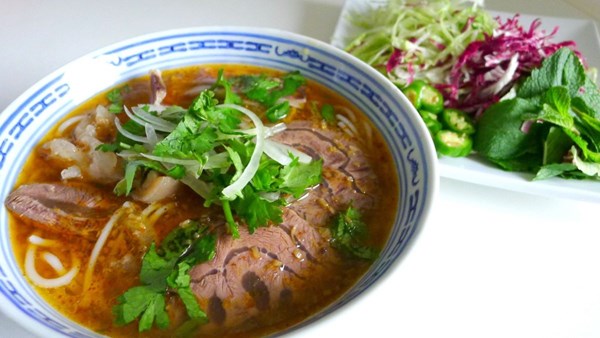 Hue-style spicy beef vermicelli noodle soup (Bún bò Huế)