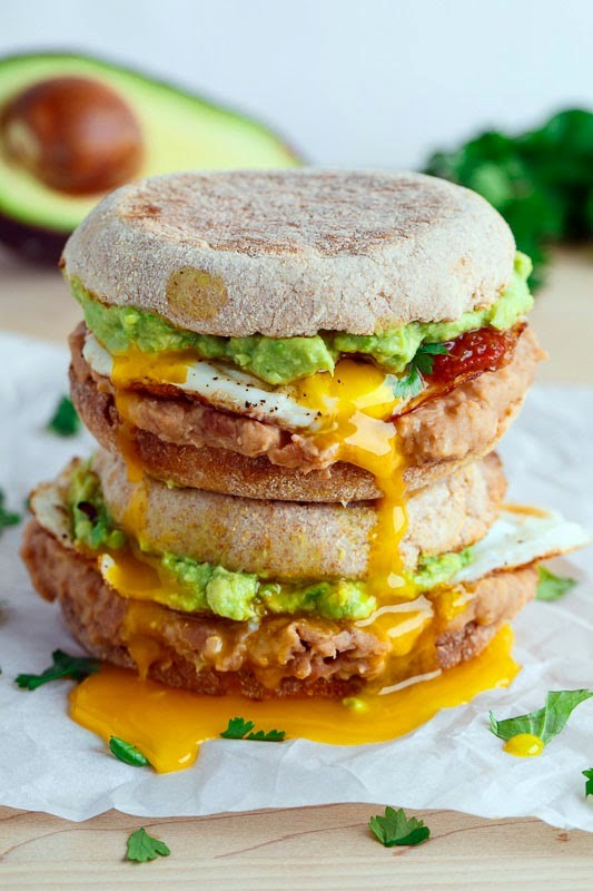 Huevos rancheros breakfast sandwich
