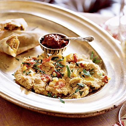 Hummus with preserved lemon and sun-dried tomatoes