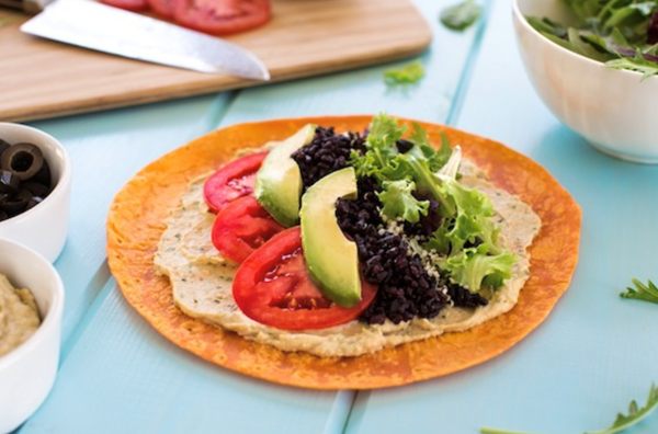 Hummus wraps with grains and greens