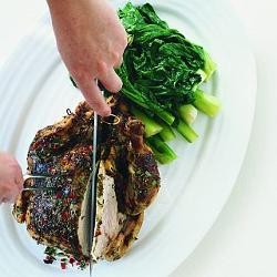 Hunan-style roast chicken with Chinese broccoli