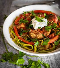 Hungarian-inspired pork paprikash with spiralized zucchini