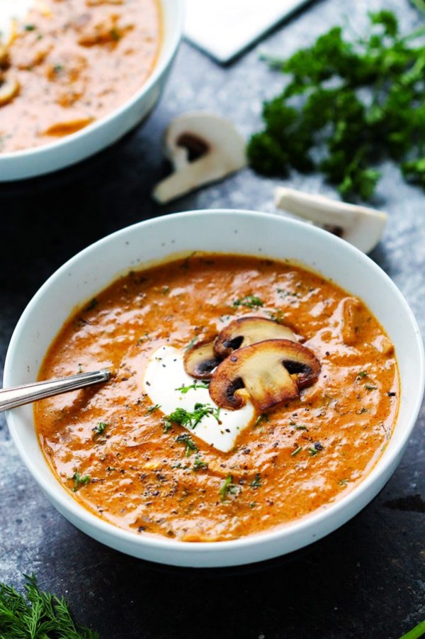 Hungarian mushroom soup with fresh dill