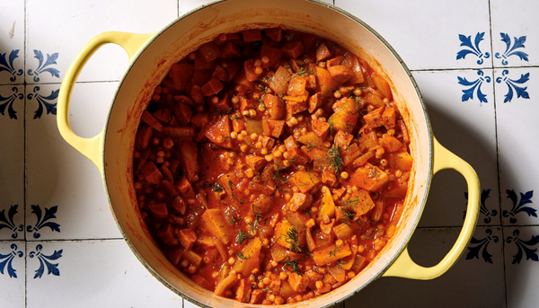 Hungarian-style shepherd's stew with potatoes and sausage