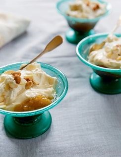 Hunza apricots with custard and cream (Khubani ka meetha)
